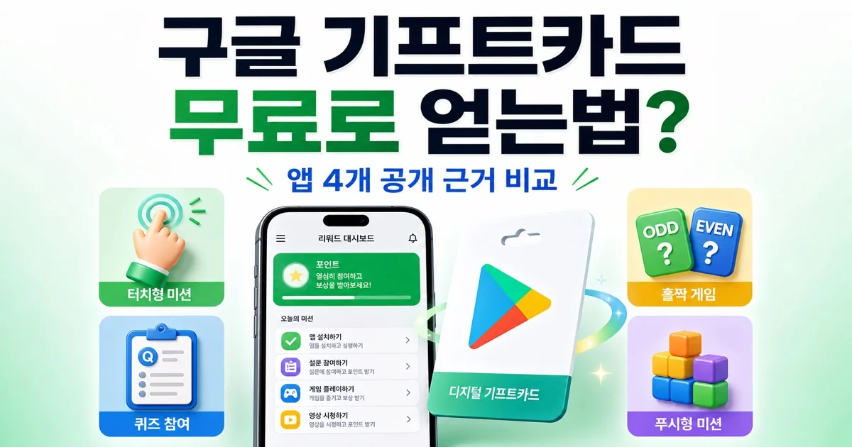 구글 기프트카드 앱테크 활동 3개 비교 대표 이미지
